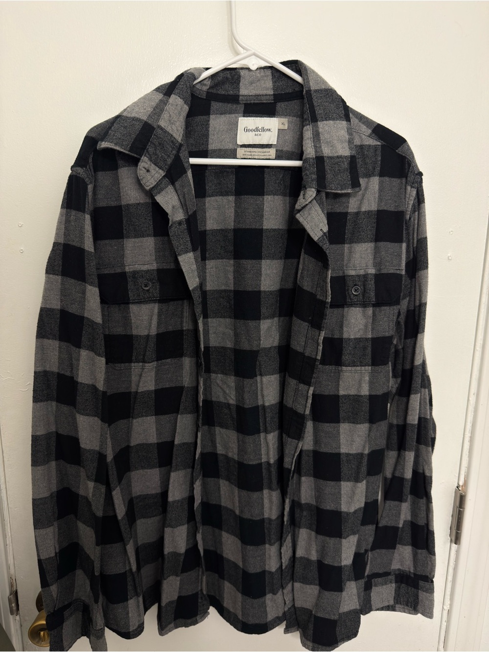 Goodfellow & Co Black and Gray Check Button-Down Shirt